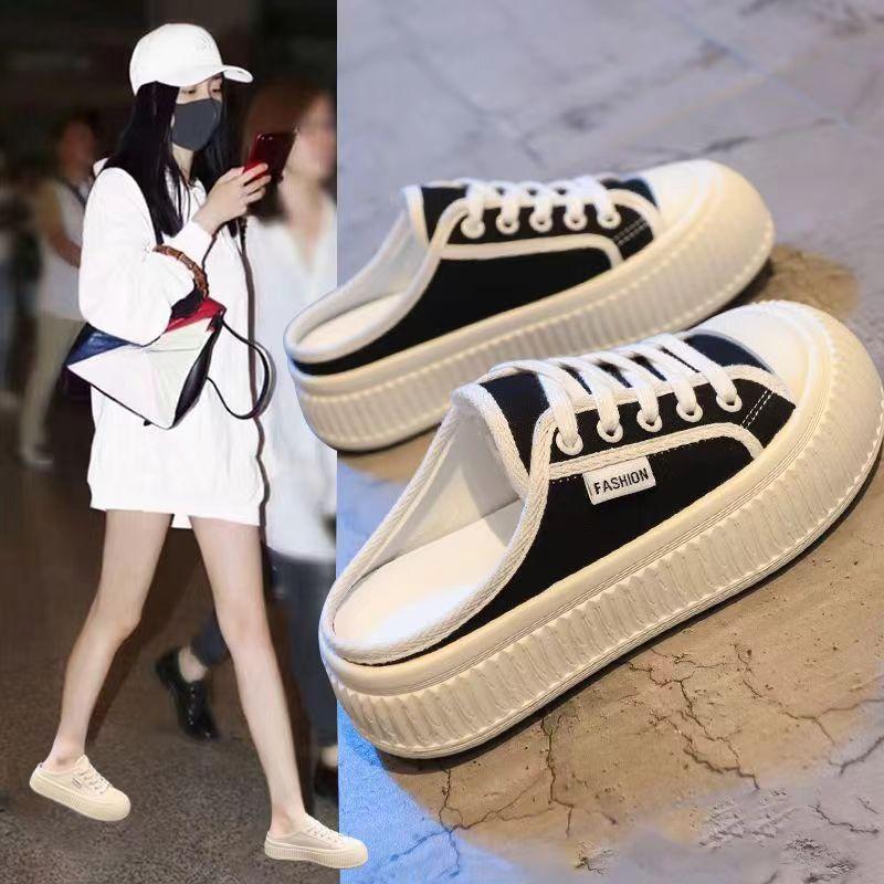 Толстые носки с полутапочками, женская верхняя одежда, летняя новая повседневная белая обувь, парусиновые туфли, сандалии