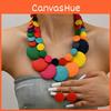 African Style Jewelry Set With Colorful Wooden Beads And Waterwave Chain For Winter Wear