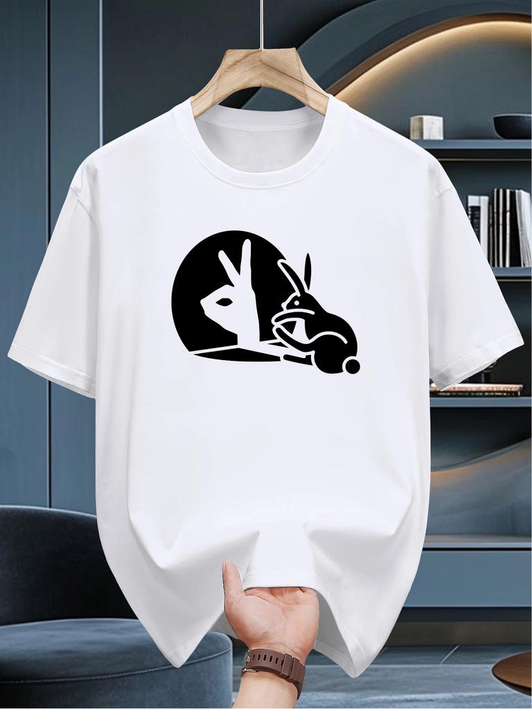 Unisexs 100 Cotton Funny Rabbit Print Tshirt Summer Casual Short Sleeve Graphic Tee