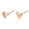 Earrings Silver925 Silver Gold Pink Gold 18K Coating Compatible with Metal Allergies Heart CZ Diamond (pink Gold)