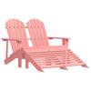 Adirondack Garden Bench 2 Seater with Footrest Pine Wood Pink