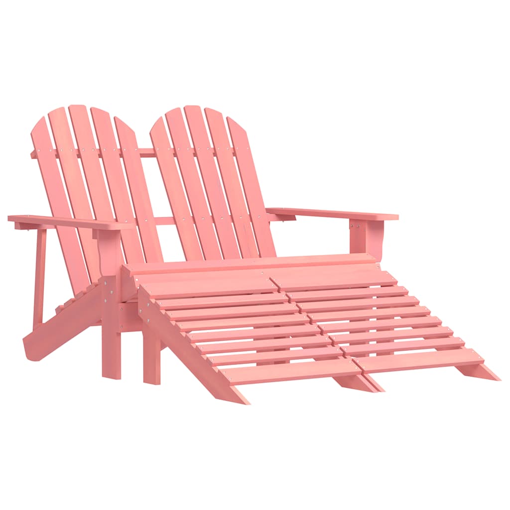 Adirondack Garden Bench 2 Seater with Footrest Pine Wood Pink