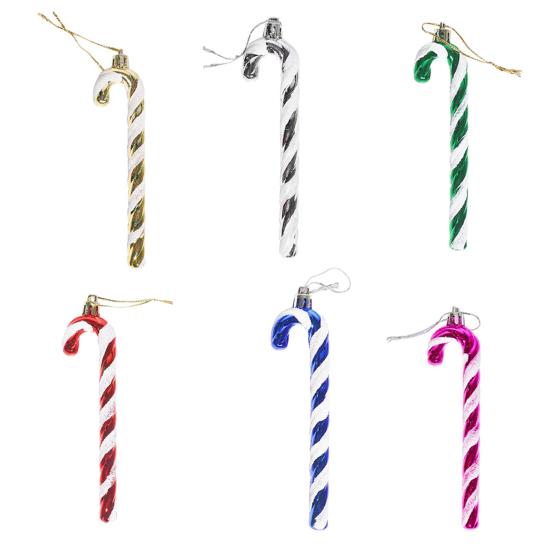 6 Pcs Candy Cane Christmas Ornament Plastic Twisted Candy Cane Christmas Tree Hanging Decoration for Xmas Tree Holiday Party Supplies