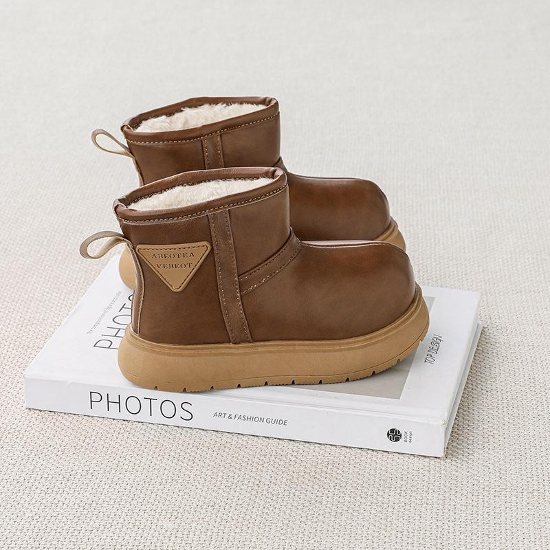 Детские зимние ботинки мех интегрированный новый Капибара водонепроницаемые и нескользящие девочки хлопковые туфли мальчики утепленный снежный хлопок