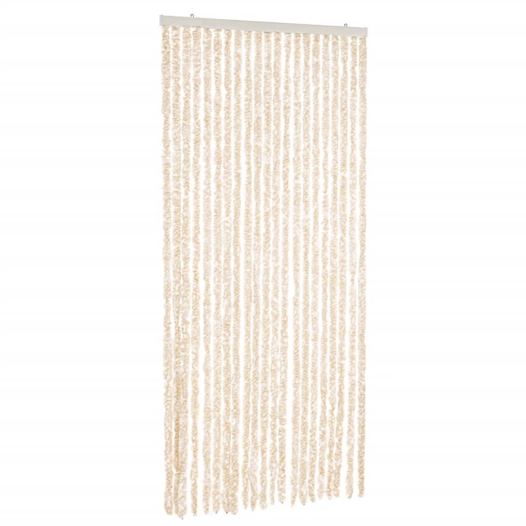 Fly Screen Curtain Beige and White 90 x 200 cm Chenille