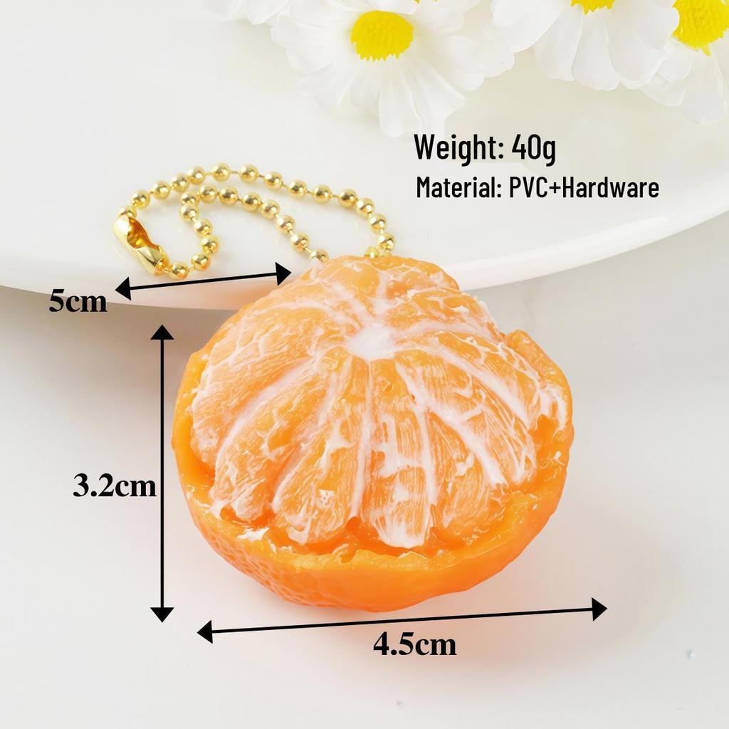 Realistic Peeled Orange Keychain - 4.5cm Fruit Pendant Bag Charm