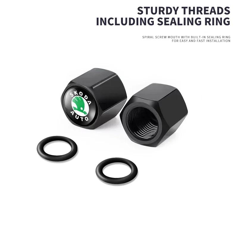 Car Tire Wheel Valve Caps Cover + Suede Car Key Chain Ring Keychain For Skoda Octavia A5 A4 Mk1 Fabia Superb Rapid Accessories WL5
