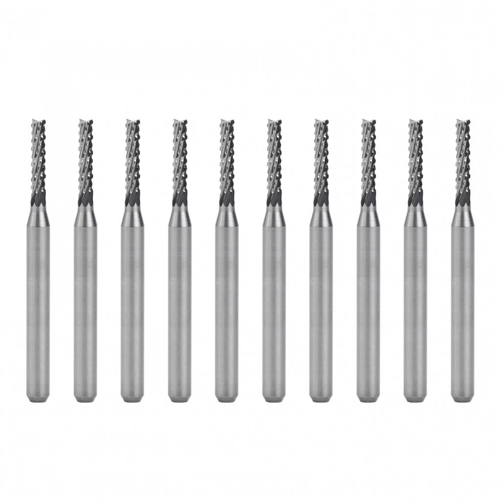 10 Pcs Carbide End Mill Engraving Bits Suitable for PCB and Various Materials
