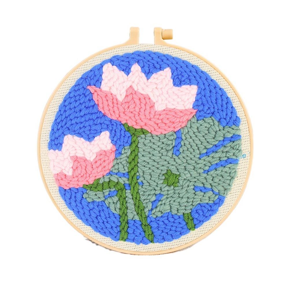 Handmade Punch Needle Set Flower Pattern Rug Punch Embroidery Starter Kit  Educational Toys