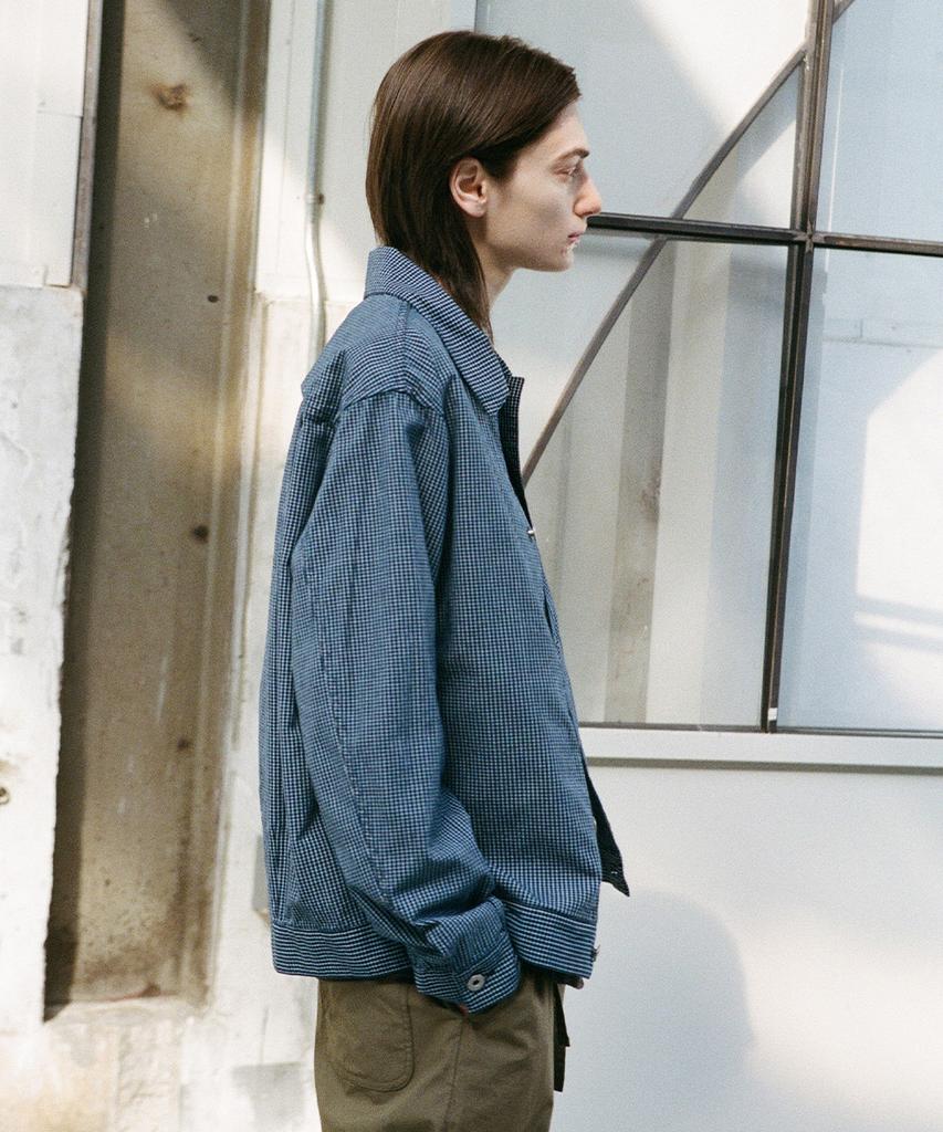 Horlisun Liverty Denim Check Jacket Navy