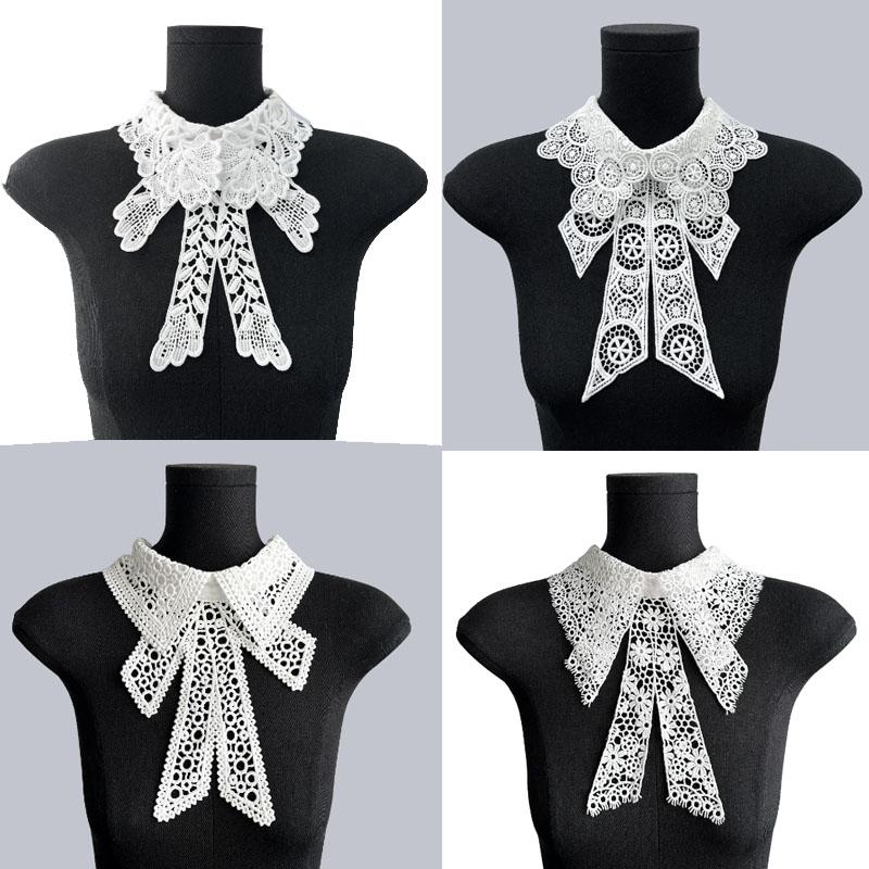 Vintage Embroidery Fake Collar For Women White Lace Hollow False Detachable Collar Lapel Shirt Tie Necklace Clothes Accessory