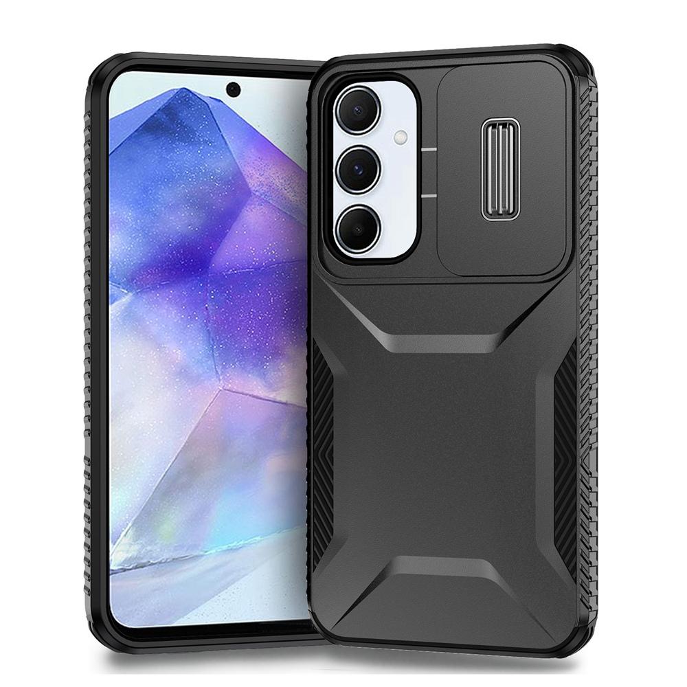 Keysion Case For Shockproof Armor Samsung A55 5g A35 A25 Slide Push Pull Camera Lens Protection Phone Cover For Galaxy A15 A05