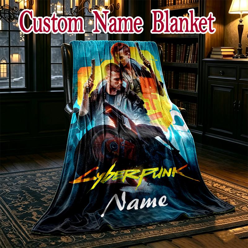 [Cyberpunk Duo Portrait Blanket] Creative Blanket for Women Men Family Friend on Birthday Mothers Fathers Day Valentines Day