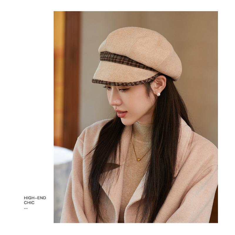 Женская осенне-зимняя восьмиугольная шляпа ретро-шляпа газетчика шерстяной берет