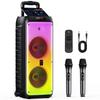 T38 Large Bluetooth Speaker, Wireless Speaker with Wheels and Push Rod, Karaoke Machine with Two Microphones With Tws