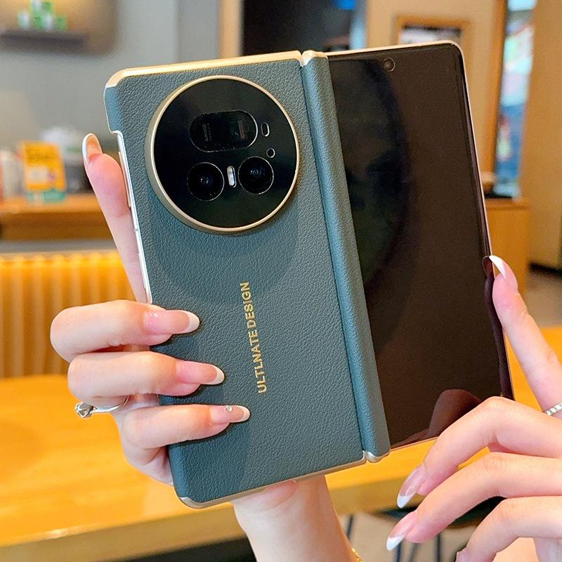 Применимо к чехлу для складного мобильного телефона Honor magicv5, чехол с магнитом и полной защитой двойного центрального шарнира MagicV6, с рисунком личи