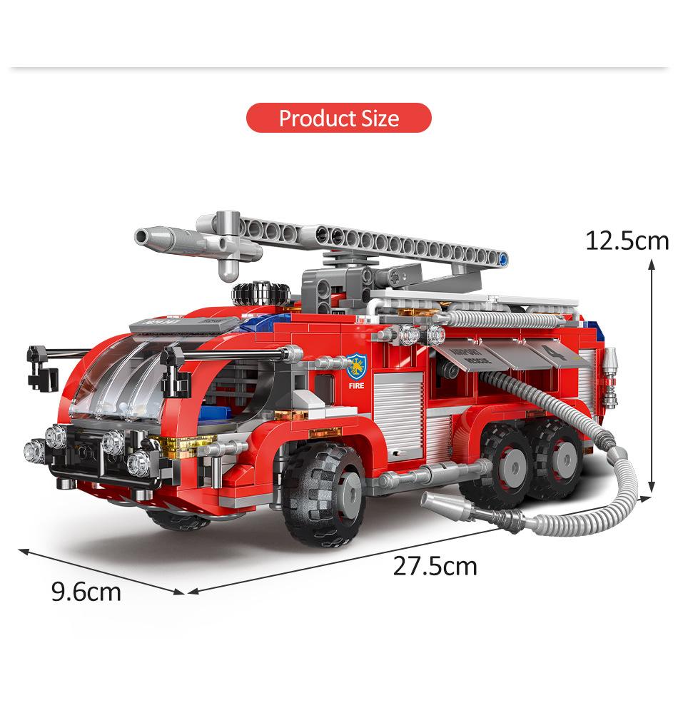 Моделирование городского пожарного спасательного инженерного автомобиля, подвижный строительный блок, модель пожарной машины, комплект, детская собранная игрушка в подарок