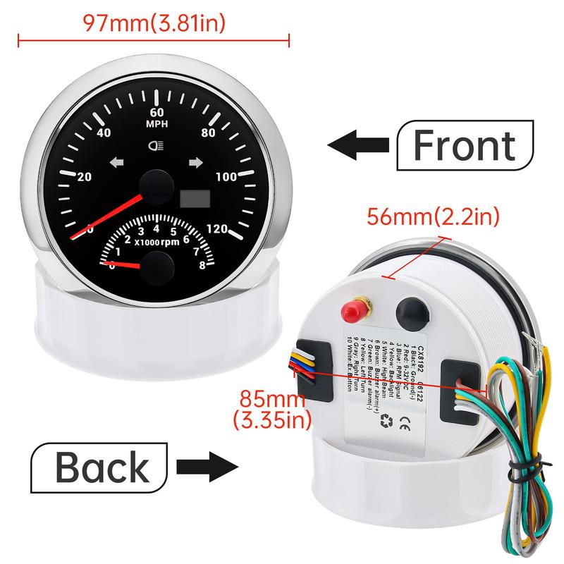 4 in 1 Multi-functional Gauge Meter Car Boat 2 IN 1 85mm GPS Speedometer for Truck Boat 7 Colors Backlight 2 Gauge Set 0-10Bar