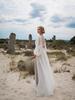 2020 New Embroidered Mesh Puff Sleeve Round Neck Wedding Dress