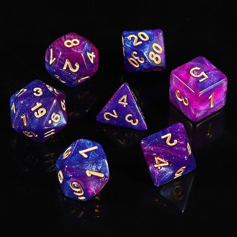 7PCS/Set Digital Acrylic Dice Polyhedral Mixed Color Dice Pearlescent Dice  for RPG DnD