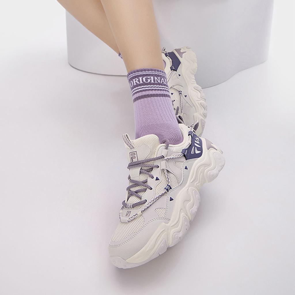 Fila FLUID 5 Нескользящие Устойчивые к истиранию Низкие Повседневные Кроссовки Женские Бело-Фиолетовые F12W432101FGO
