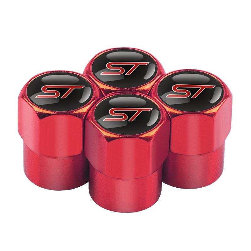 4pcs ST Emblem Aluminum Car Styling Wheel Tire Valve Cap Dust Cover for Ford Fiesta Mondeo Fusion Kuga Edge Mustang Explorer RS