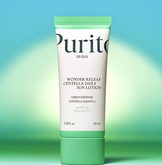 Purito SEOUL Wonder Relief Centella Дневной солнцезащитный лосьон SPF50+ PA++++ – Легкий, успокаивающий УФ-защита (60мл)