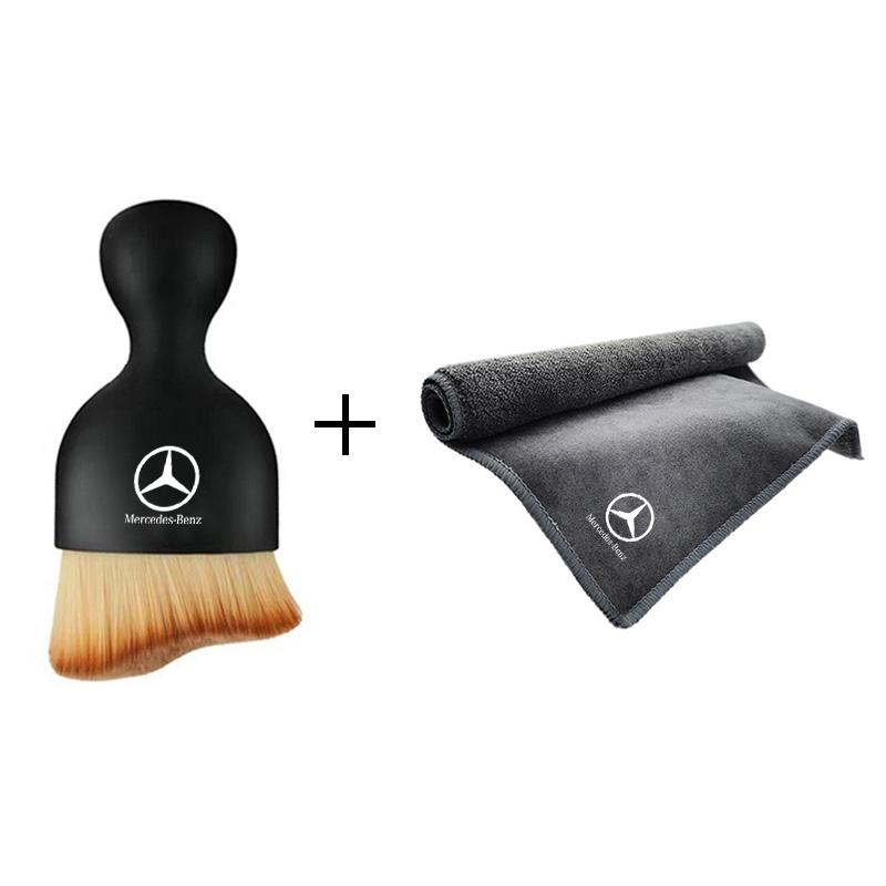 YHB3 Microfiber Car Wash Towel Drying Cloth Cleaning Brush Tool Set For Mercedes Benz C E S Class GLC GLE GLS W213 W205 W206 Sticker
