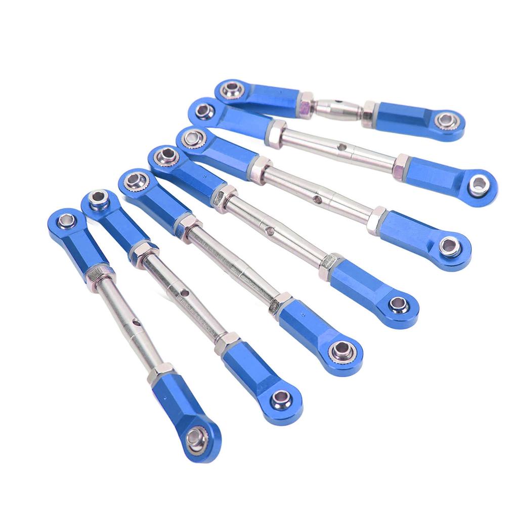 7pcs RC Tie Rod Set Aluminum Alloy Durable Convenient Metal RC Car Link Rod Set for Traxxas 1 10 RC Short Truck Blue