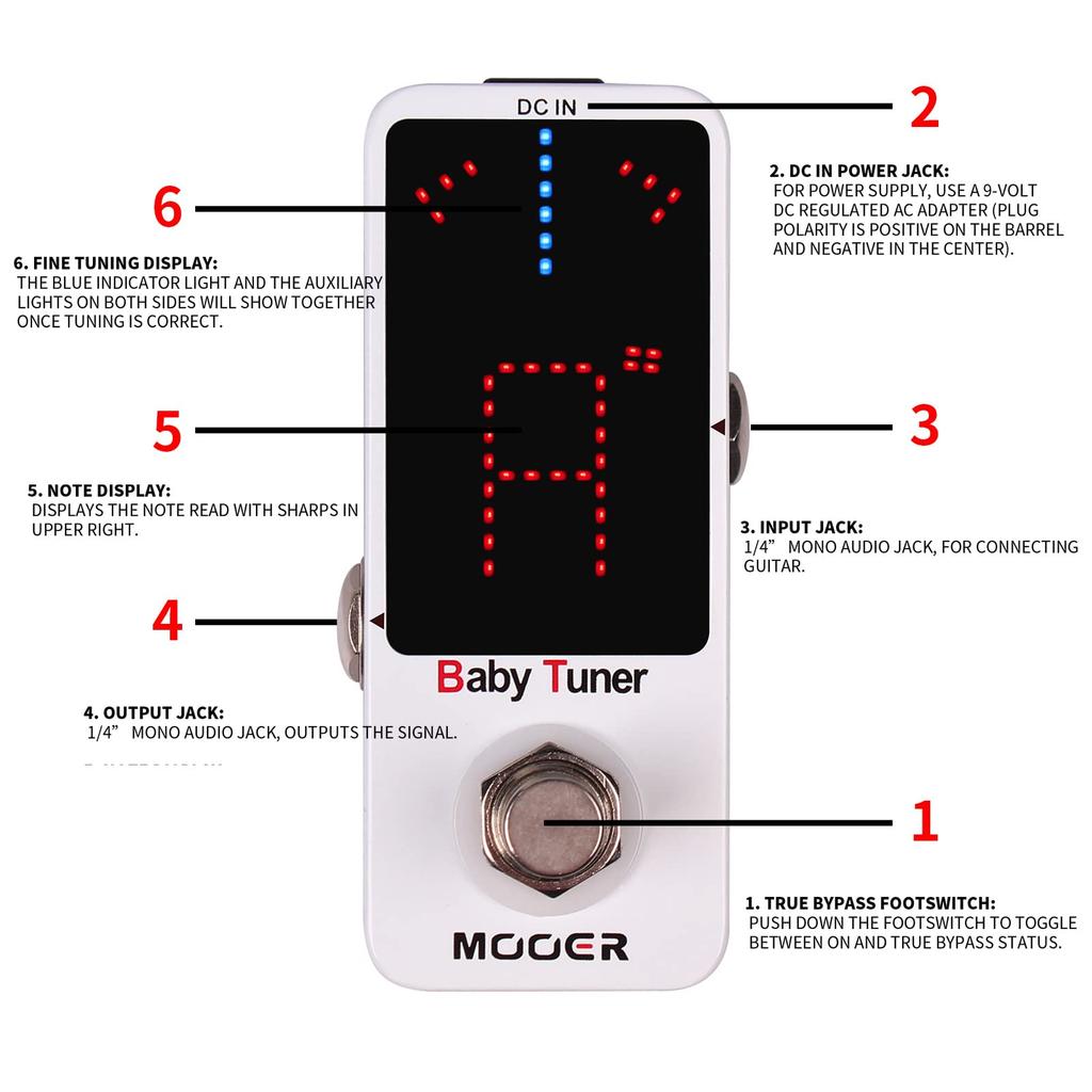MOOER-Педаль эффектов для электрогитары MTU1,MEQ1,MOD1,MPH1,MPS1,MCS2,MOC1,MBD2,MME2,MDS2 True Bypass для гитары и баса