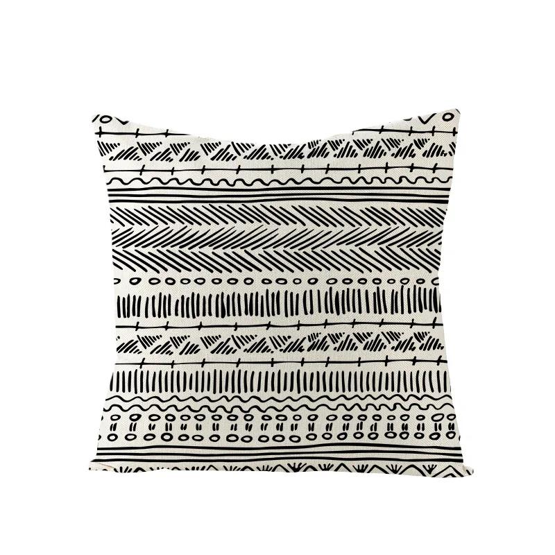 Льняная Простая Черно-Белая Геометрия Наволочка Современная Скандинавская Простая Декоративная Наволочка Гостиная Диван Диван Подушки