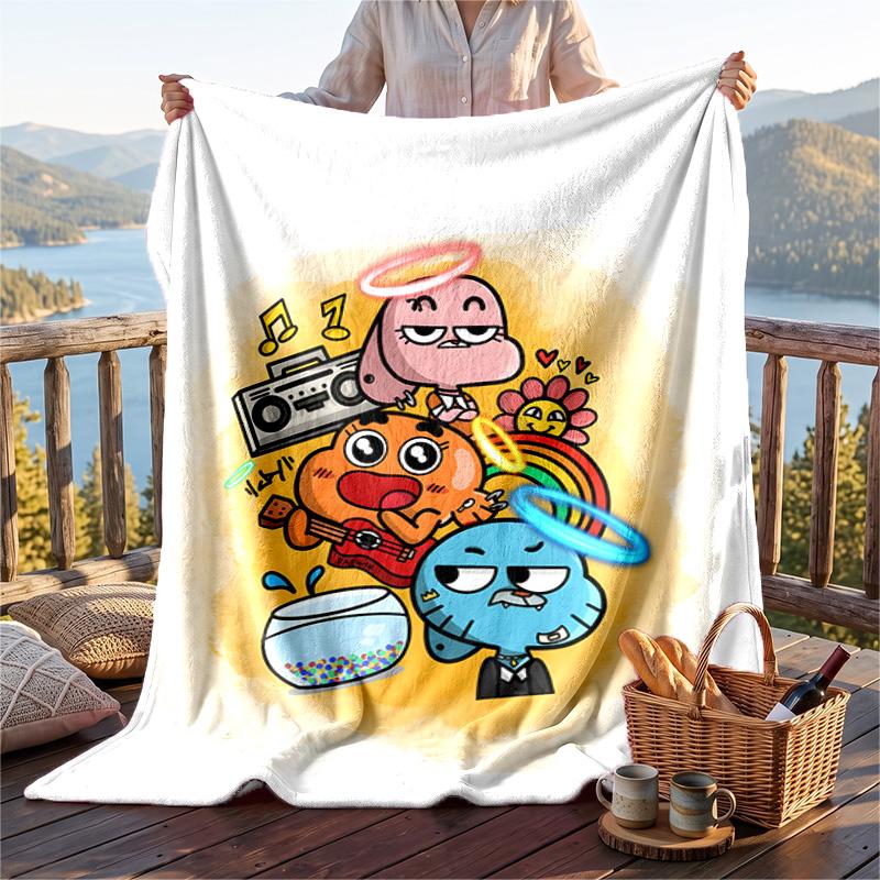 Warm Flannel Blanket Gumball Pattern, Lightweight Comfortable Throw Blanket for Bed Sofa Use