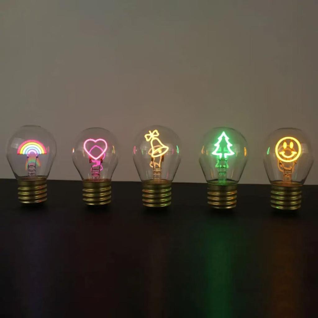 Cute Cartoon LED Bulb Night Light, Rechargeable, Colorful Decorative Portable Lamp
