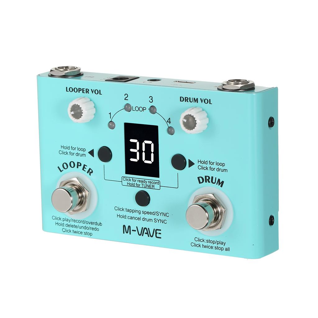 Педаль эффектов M-VAVE LOST TEMPO Drum & Looper Effector Mini 2-в-1 Looper & Drum Machine Double Footswitch Looper Pedal Looper Guitar Pedal