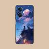 Чехол для телефона Luna Moon Cat для OPPO Reno 14 13 12 11 10 9 8 7 6 5 F T Pro 5G Цветной печатный чехол Чехол Красивый Роскошный