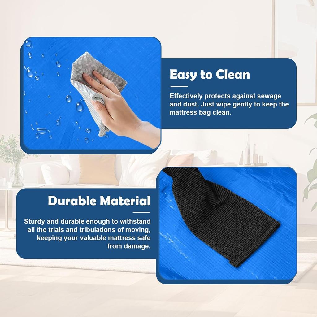 Extra-thick moisture-proof waterproof zipper moving storage bag extra large eight handle reinforced blue 208*200*38cm