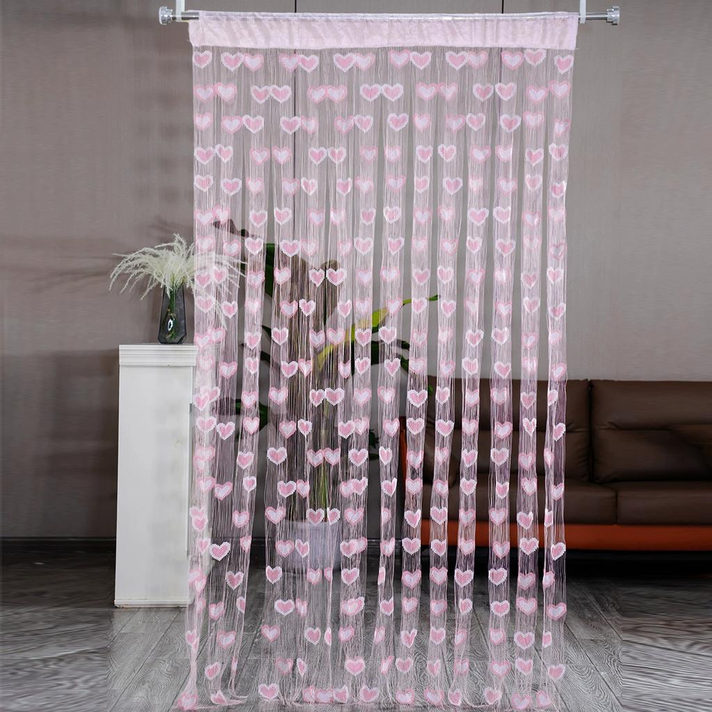 100*200см Кисточка Двухцветная Штора в форме сердца Романтичная Любящее сердце Струнная Полупрозрачная штора для дома Гостиная Спальня Штора