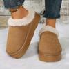 Модные замшевые зимние теплые тапочки высокого качества женские повседневные туфли меховые ботильоны с открытой пяткой короткие сапоги на платформе хлопковые зимние туфли Mujer Zapatos