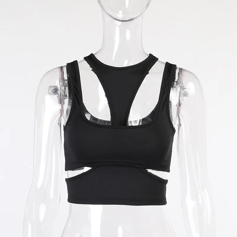 Sexy Bare Midriff Tank Top Wrap Chest Hollow Out Halter Crop Tops Women Sleeveless Cropped Vest Camisole Tube Top Female