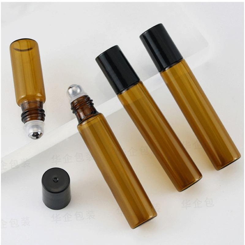 5ml Amber Glass Empty Roll on Bottles Refillable Sample Test Essential Oil Vials with Roller Ball Liquid Container