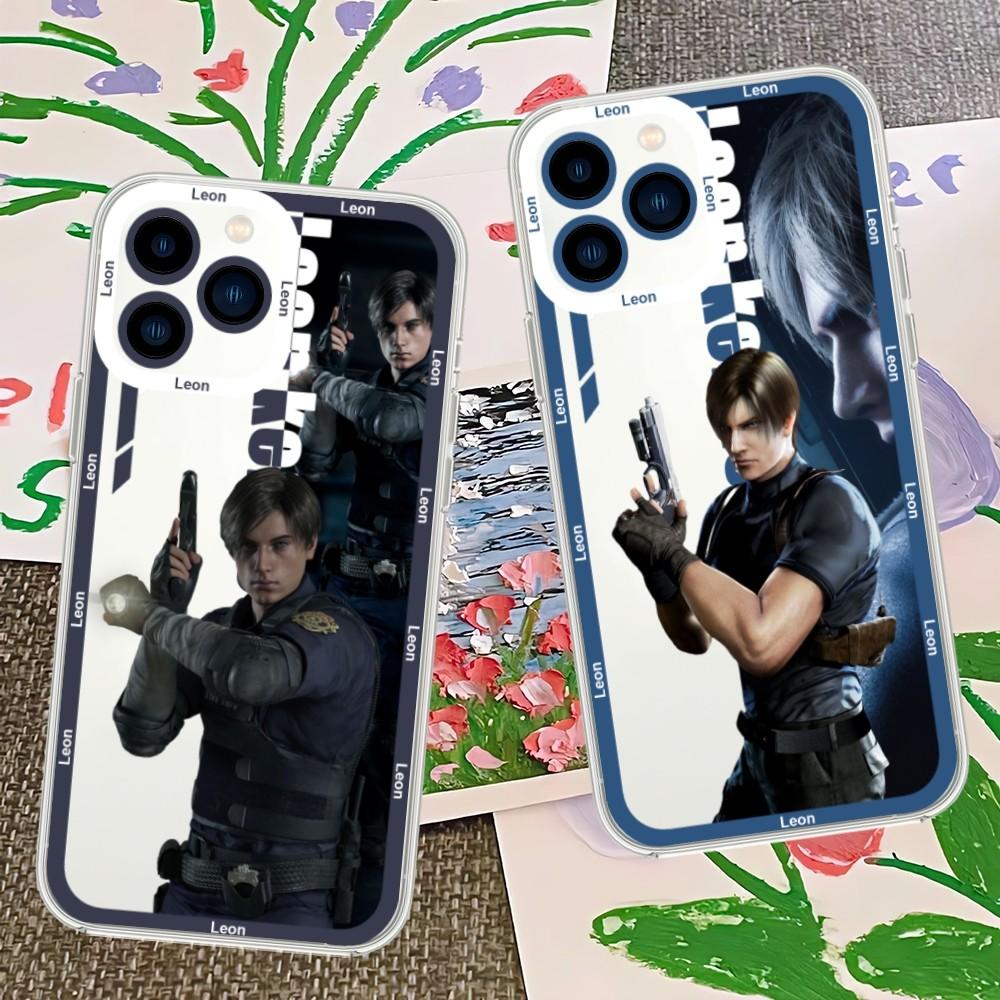 Чехол для телефона R-Resident Leon Kennedy Evil Game для iPhone 13 14 Mini 11 12 Pro Max Прозрачный корпус