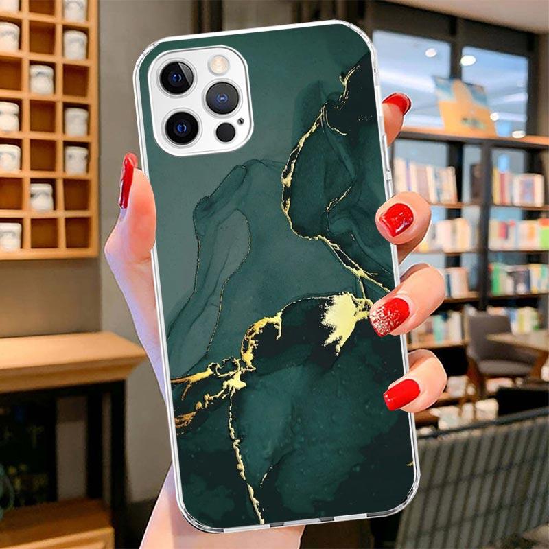 Fashion Geometric Marble Cover Phone Case For iPhone 16 17 Air 15 14 Pro Max 16E Phone Case 13 Mini 12 11 7 SE 8 Print Pattern F