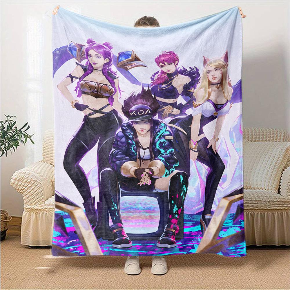 1pc Blanket - LOL-KDA kaisa ahri akali  Print Design,Lightweight Blanket for Sofa,Bed- Soft &Warm,Gift for All Seasons