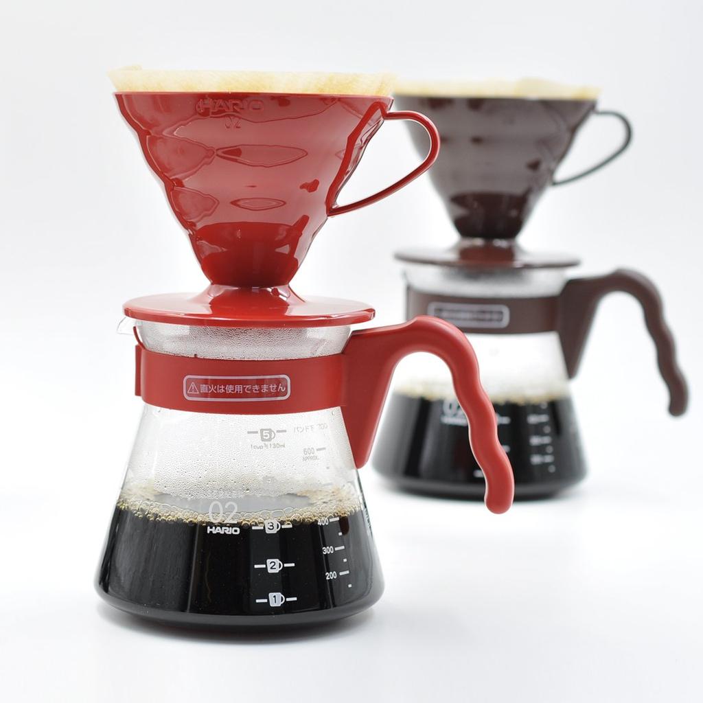 Набор кофейного сервера HARIO V60 02, Кофе-дрип, 1-4 чашки, Красный, VCSD-02R