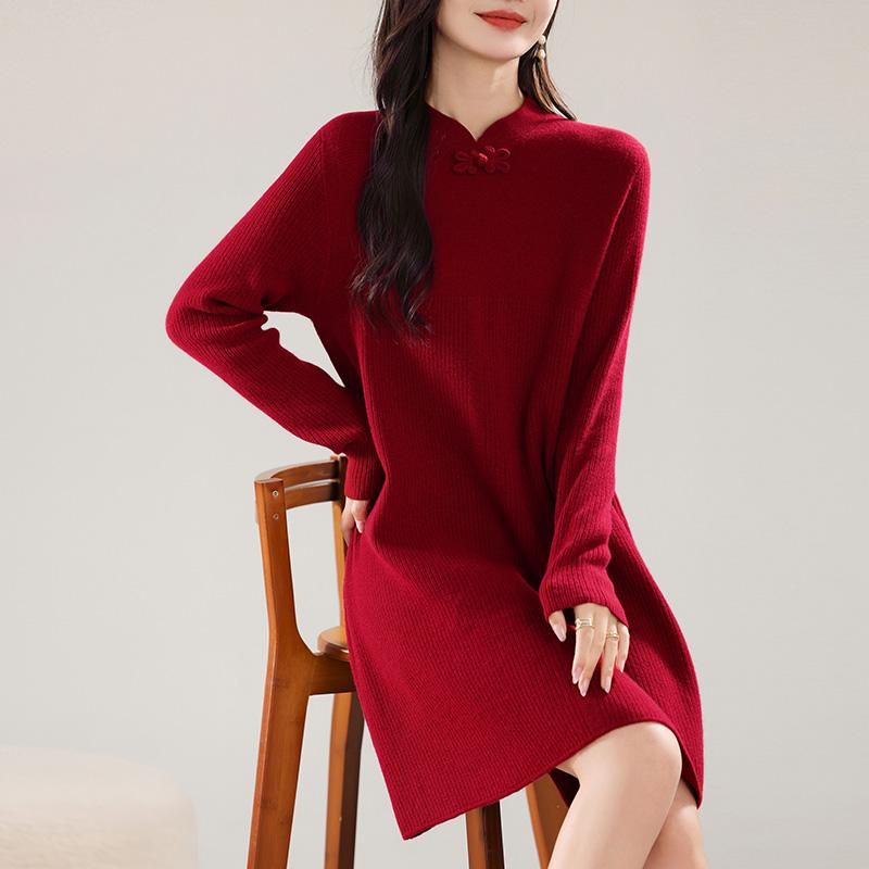 Женское кашемировое платье Qinghe кашемир 30% кашемир 70% шерсть осенне-зимняя кашемировая юбка мягкая и теплая