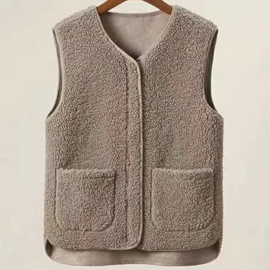 Sherpa Fleece Vest for Women Warm Sleeveless Jacket Cozy Zip Up Coat with Pockets Fall Winter Outerwear