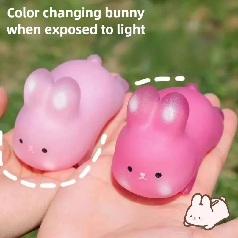 1-20PCS Creative Easter Color Changing Bunny Toy Soft Breathable Sun Activated Kawaii Stress Relief Squeeze Children Gift