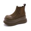 Thick-soled Cigarette Boots Women's Autumn and Winter New Mid-tube Chelsea Women's Boots Versatile Height-increasing Short Boots Black Martin Boots