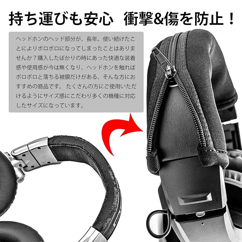 YFFSFDC Headphone Cover for Replacement General Purpose Zipper Type Headband Protector Protection Deterioration Countermeasure Washable Easy To