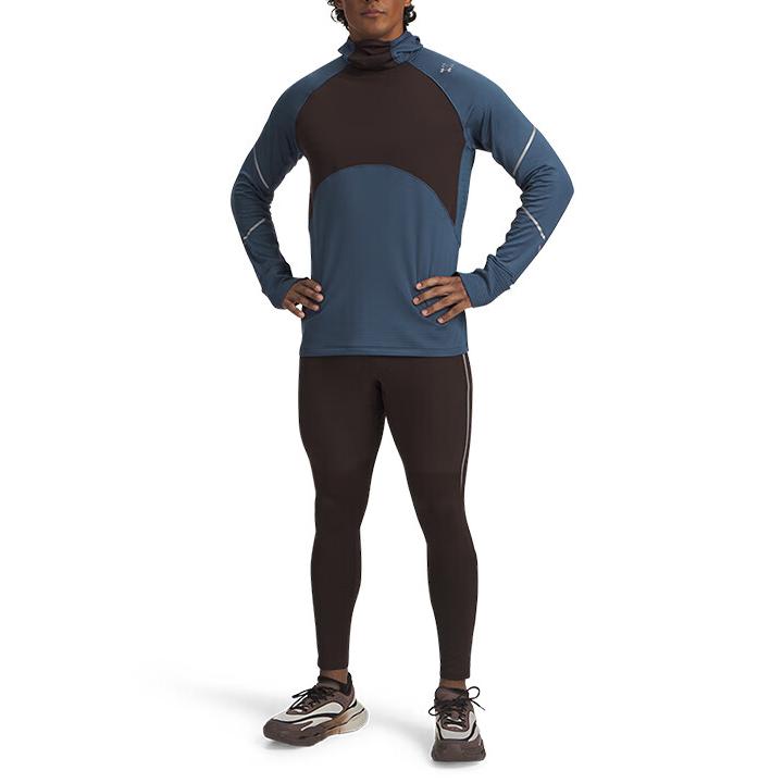 Under Armour Halo Run Warm Running Slim Fit Long Sleeve T-Shirt Men Tops Blue 6007088-418